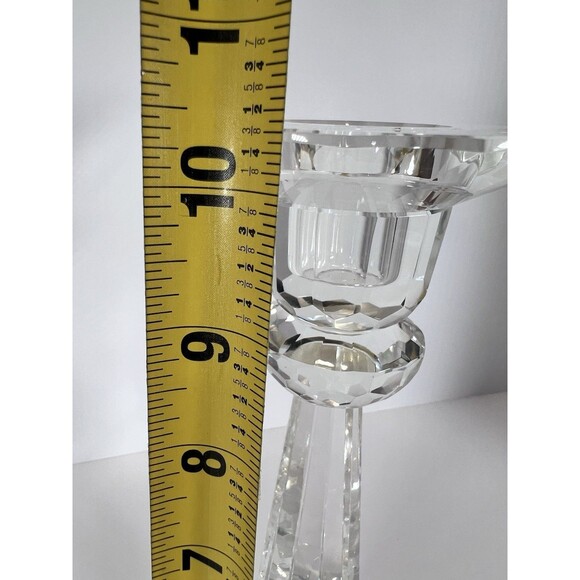 Candlestick Holder Faceted Crystal Glass,Clear Cut Glass. Wedding decor - Picture 4 of 6